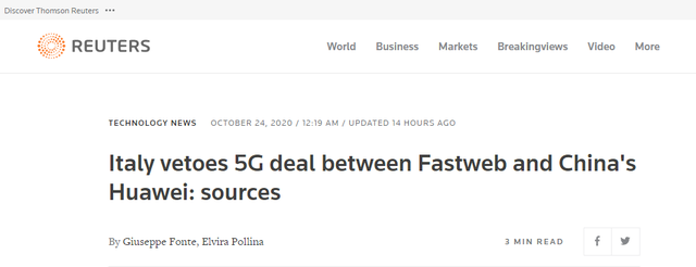 瑞典之后又一国……外媒：意大利阻止本国电信集团Fastweb...-1.jpg
